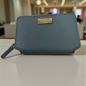Kate Spade Light Blue Zip Around Wallet. NIB